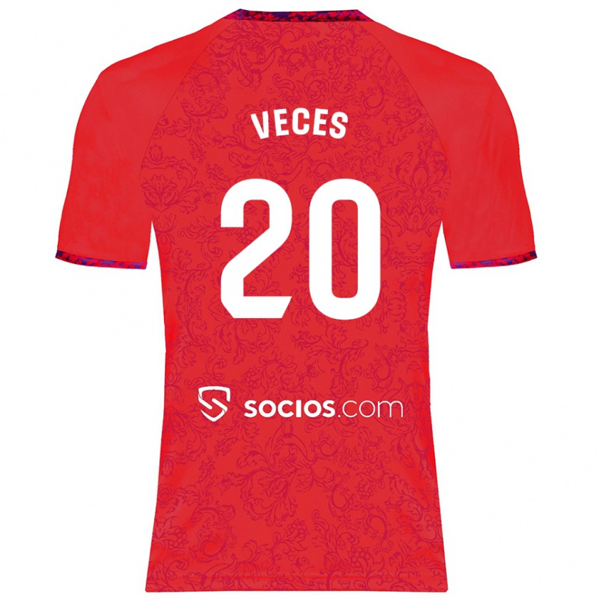 Kandiny Kinder Sergio Veces #20 Rot Auswärtstrikot Trikot 2024/25 T-Shirt