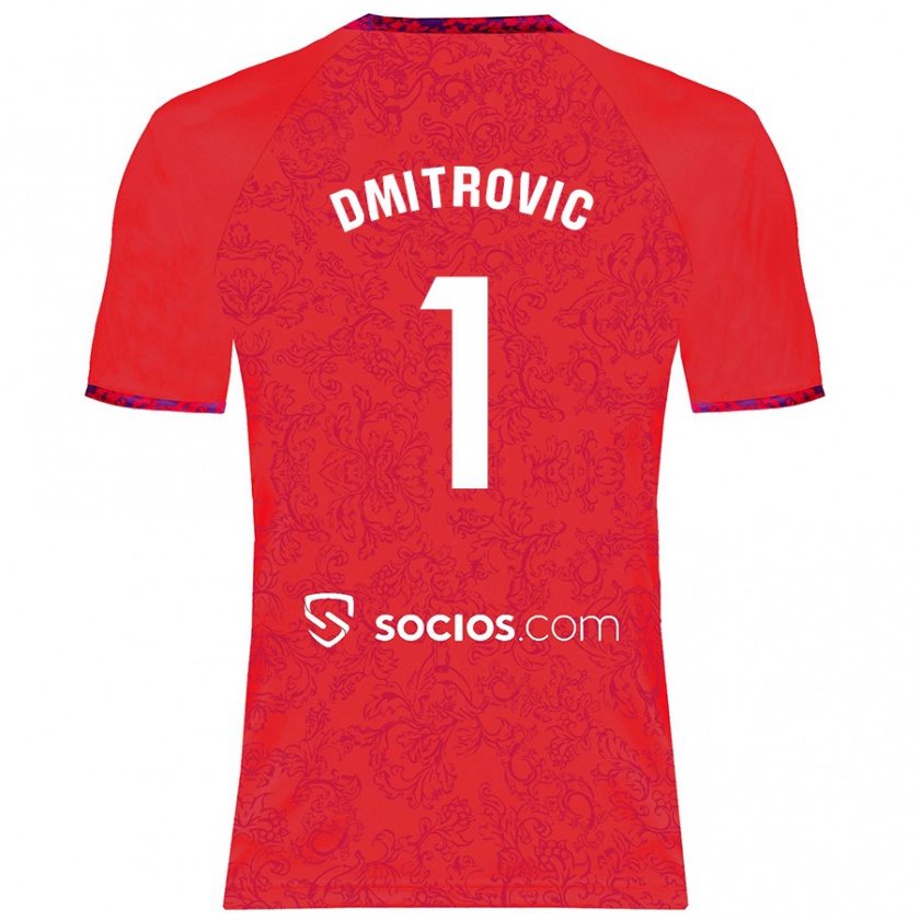 Kandiny Kinder Marko Dmitrović #1 Rot Auswärtstrikot Trikot 2024/25 T-Shirt