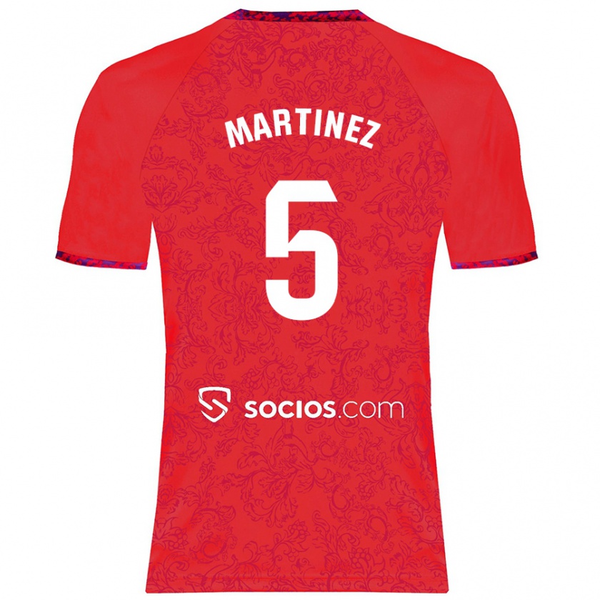 Kandiny Kinder Sergio Martínez #5 Rot Auswärtstrikot Trikot 2024/25 T-Shirt