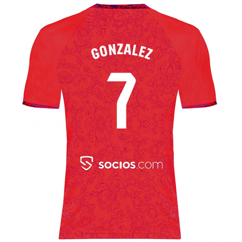 Kandiny Kinder Juan González #7 Rot Auswärtstrikot Trikot 2024/25 T-Shirt