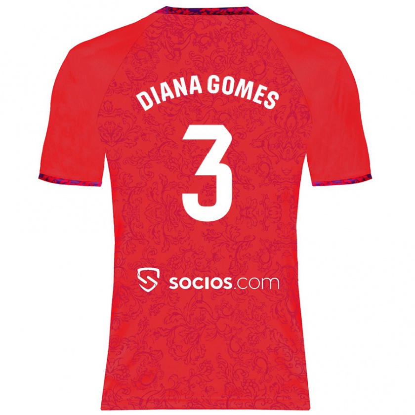 Kandiny Kinder Diana Catarina Ribeiro Gomes #3 Rot Auswärtstrikot Trikot 2024/25 T-Shirt