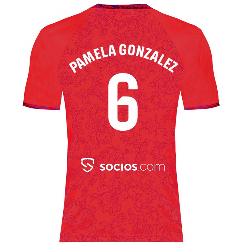 Kandiny Kinder Cinthia Pamela González Medina #6 Rot Auswärtstrikot Trikot 2024/25 T-Shirt