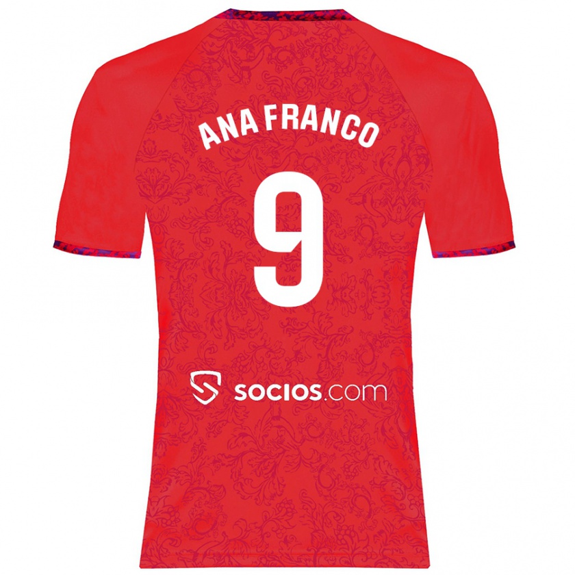 Kandiny Kinder Ana Franco De La Vega #9 Rot Auswärtstrikot Trikot 2024/25 T-Shirt