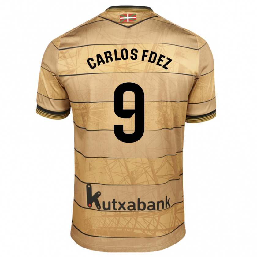 Kandiny Kinder Carlos Fernández #9 Braun Auswärtstrikot Trikot 2024/25 T-Shirt