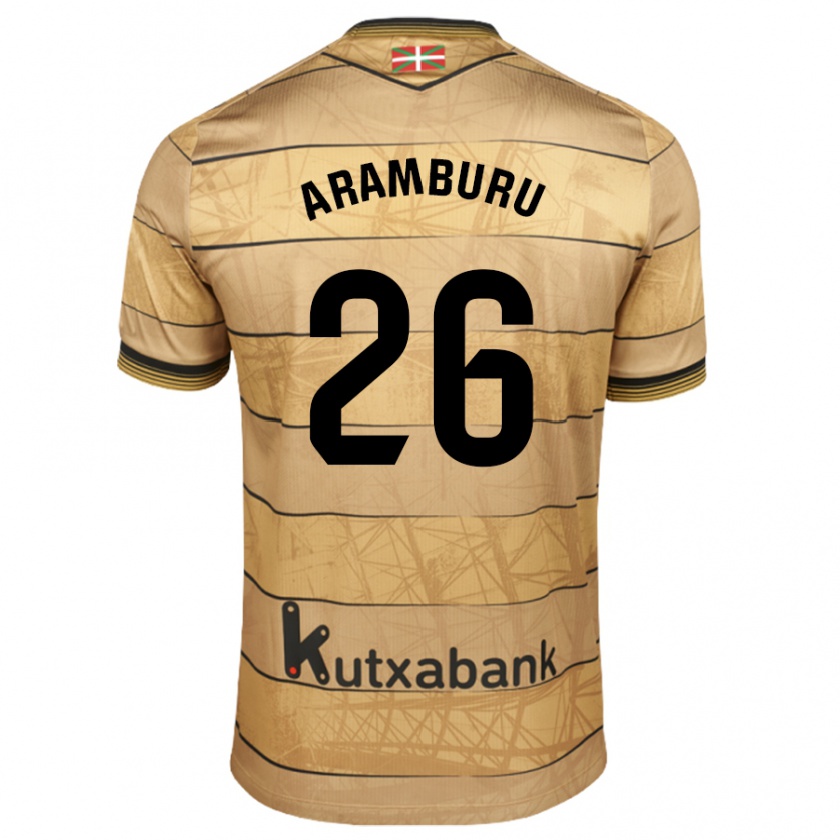 Kandiny Kinder Jon Aramburu #26 Braun Auswärtstrikot Trikot 2024/25 T-Shirt