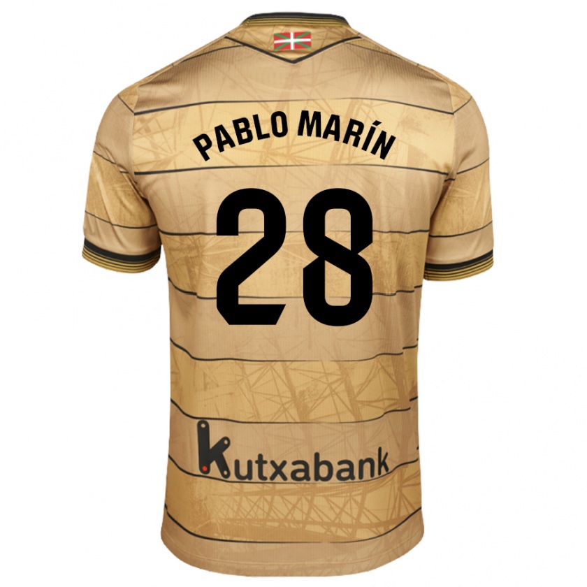 Kandiny Kinder Pablo Marín #28 Braun Auswärtstrikot Trikot 2024/25 T-Shirt