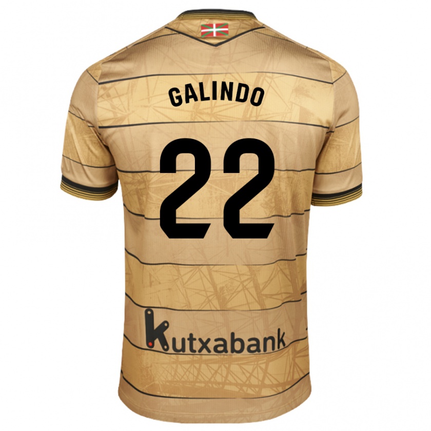 Kandiny Kinder Iker Galindo #22 Braun Auswärtstrikot Trikot 2024/25 T-Shirt