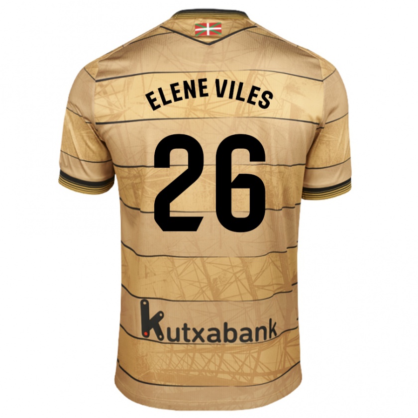 Kandiny Kinder Elene Viles Odriozola #26 Braun Auswärtstrikot Trikot 2024/25 T-Shirt