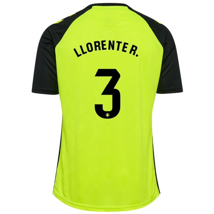 Kandiny Kinder Diego Llorente #3 Fluoreszierendes Gelb Schwarz Auswärtstrikot Trikot 2024/25 T-Shirt