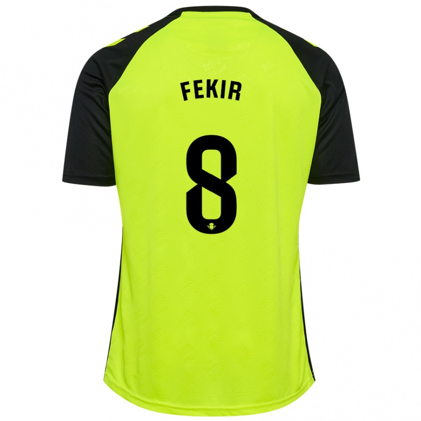 Kandiny Kinder Nabil Fekir #8 Fluoreszierendes Gelb Schwarz Auswärtstrikot Trikot 2024/25 T-Shirt