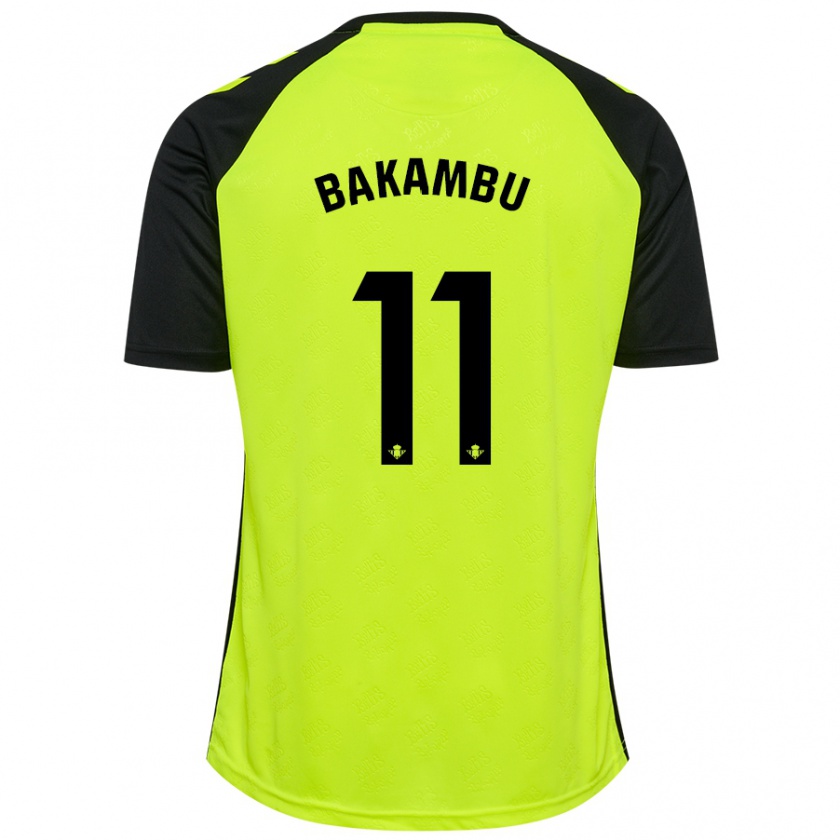 Kandiny Kinder Cédric Bakambu #11 Fluoreszierendes Gelb Schwarz Auswärtstrikot Trikot 2024/25 T-Shirt