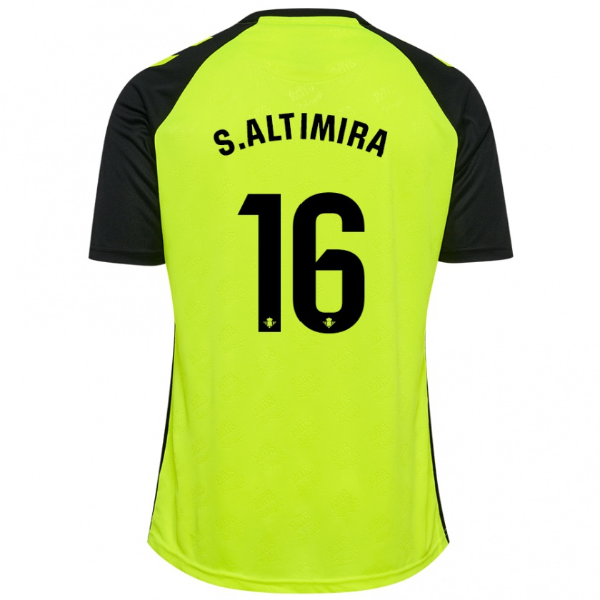 Kandiny Kinder Sergi Altimira #16 Fluoreszierendes Gelb Schwarz Auswärtstrikot Trikot 2024/25 T-Shirt