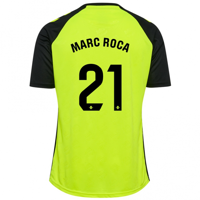 Kandiny Kinder Marc Roca #21 Fluoreszierendes Gelb Schwarz Auswärtstrikot Trikot 2024/25 T-Shirt