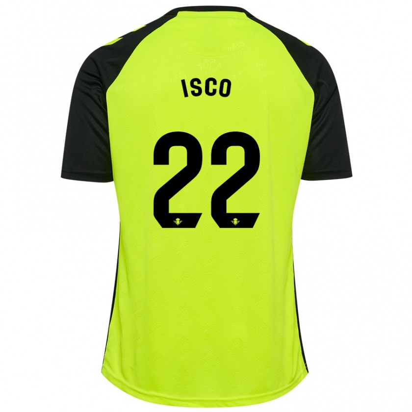 Kandiny Kinder Isco #22 Fluoreszierendes Gelb Schwarz Auswärtstrikot Trikot 2024/25 T-Shirt