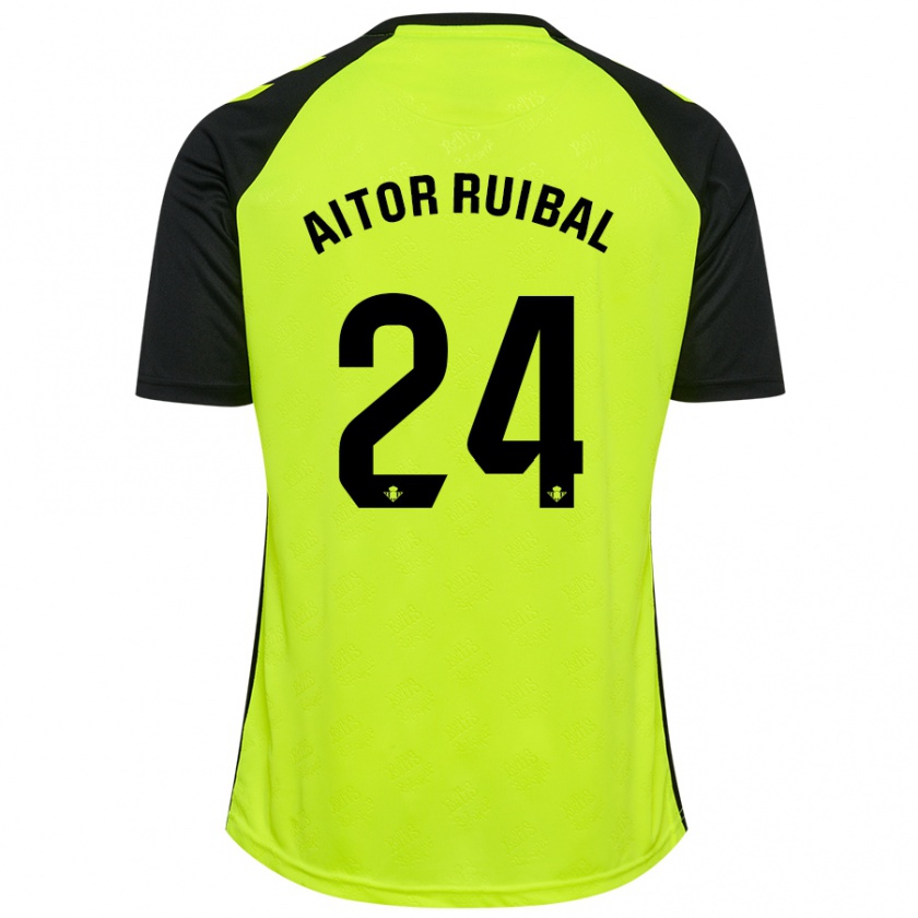 Kandiny Kinder Aitor Ruibal #24 Fluoreszierendes Gelb Schwarz Auswärtstrikot Trikot 2024/25 T-Shirt