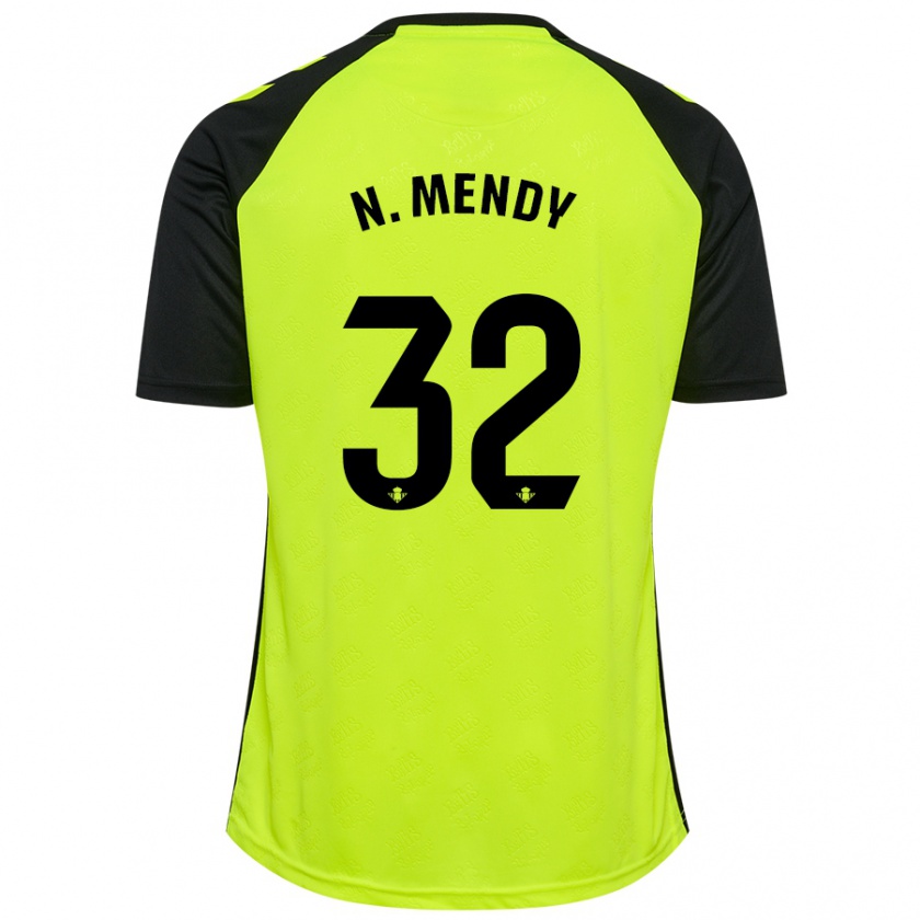 Kandiny Kinder Nobel Mendy #32 Fluoreszierendes Gelb Schwarz Auswärtstrikot Trikot 2024/25 T-Shirt