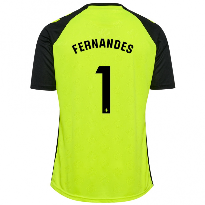 Kandiny Kinder Guilherme Fernandes #1 Fluoreszierendes Gelb Schwarz Auswärtstrikot Trikot 2024/25 T-Shirt