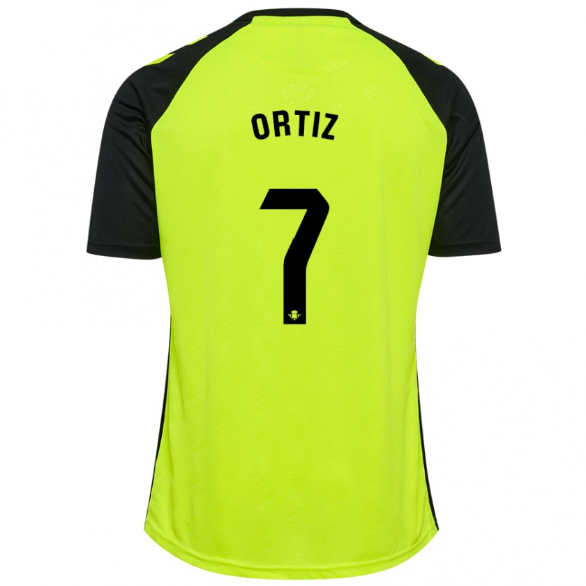 Kandiny Kinder Ángel Ortiz #7 Fluoreszierendes Gelb Schwarz Auswärtstrikot Trikot 2024/25 T-Shirt