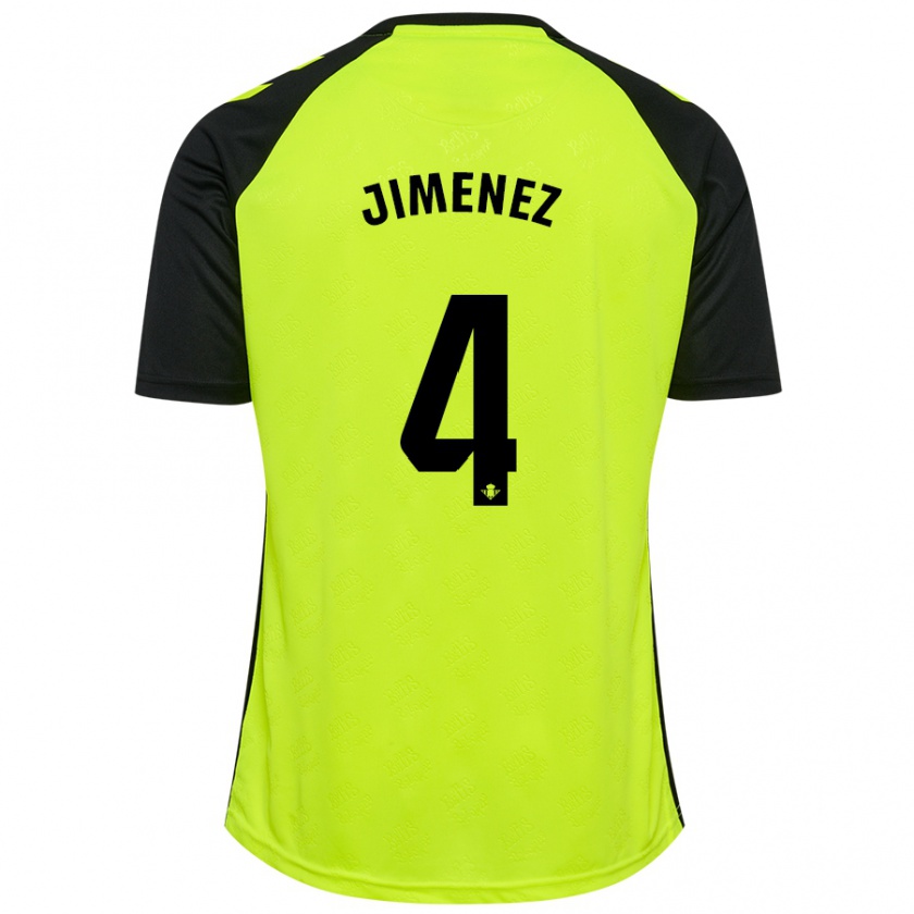 Kandiny Kinder María Jiménez #4 Fluoreszierendes Gelb Schwarz Auswärtstrikot Trikot 2024/25 T-Shirt