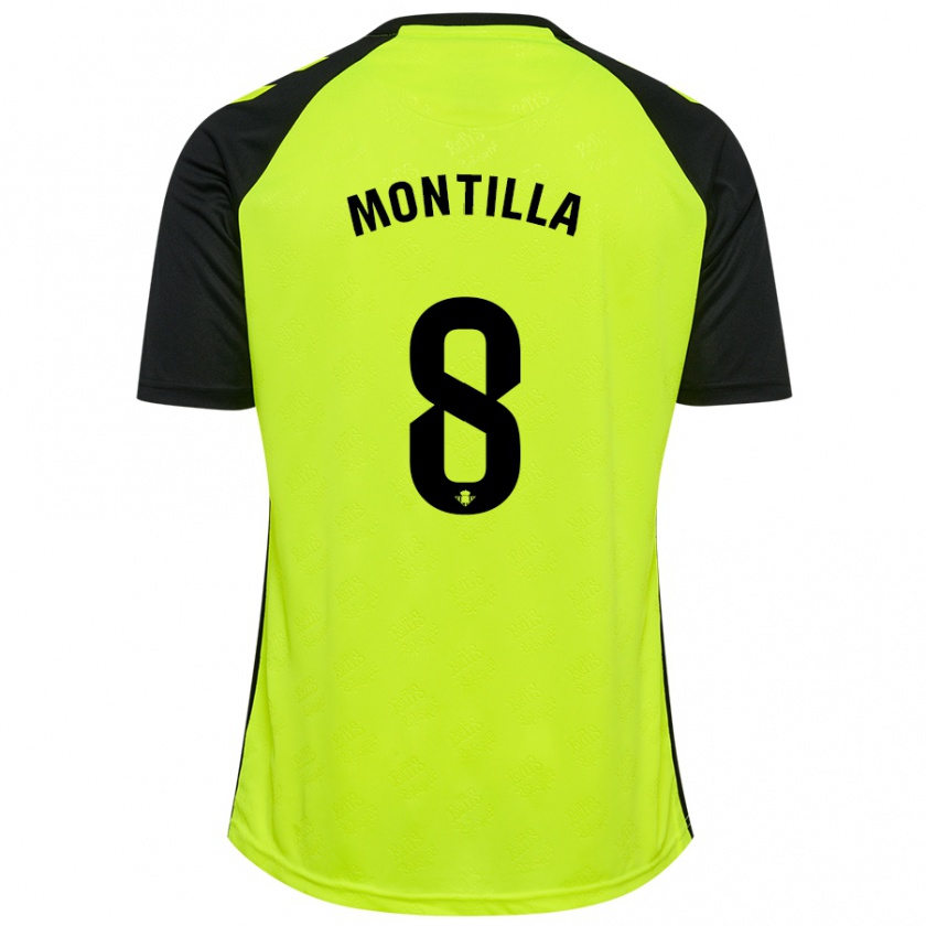 Kandiny Kinder Natalia Montilla #8 Fluoreszierendes Gelb Schwarz Auswärtstrikot Trikot 2024/25 T-Shirt