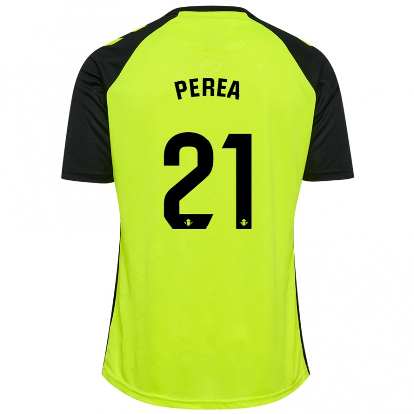 Kandiny Kinder Paula Perea #21 Fluoreszierendes Gelb Schwarz Auswärtstrikot Trikot 2024/25 T-Shirt