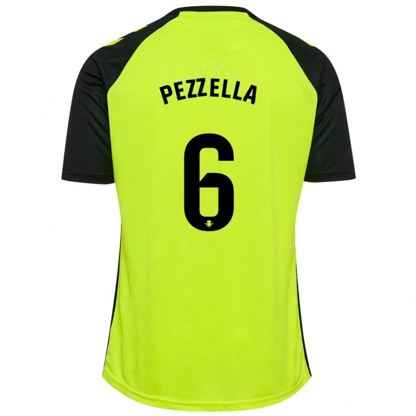 Kandiny Kinder Germán Pezzella #6 Fluoreszierendes Gelb Schwarz Auswärtstrikot Trikot 2024/25 T-Shirt