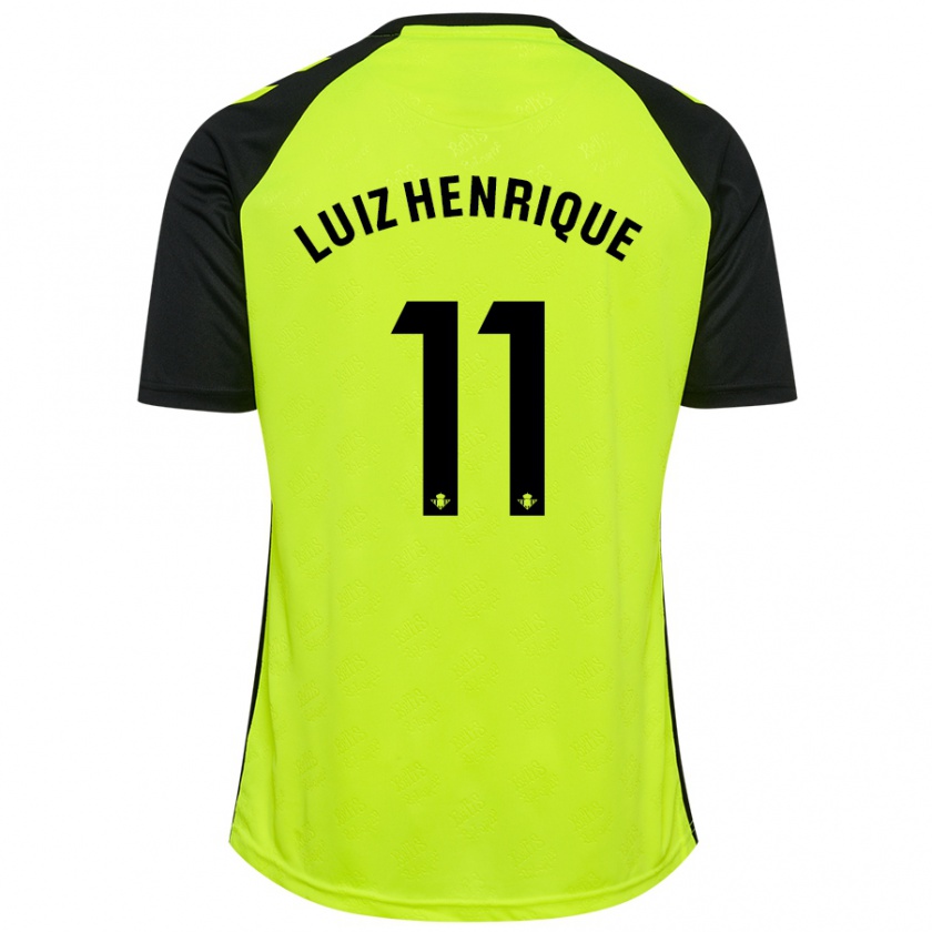 Kandiny Kinder Luiz Henrique #11 Fluoreszierendes Gelb Schwarz Auswärtstrikot Trikot 2024/25 T-Shirt