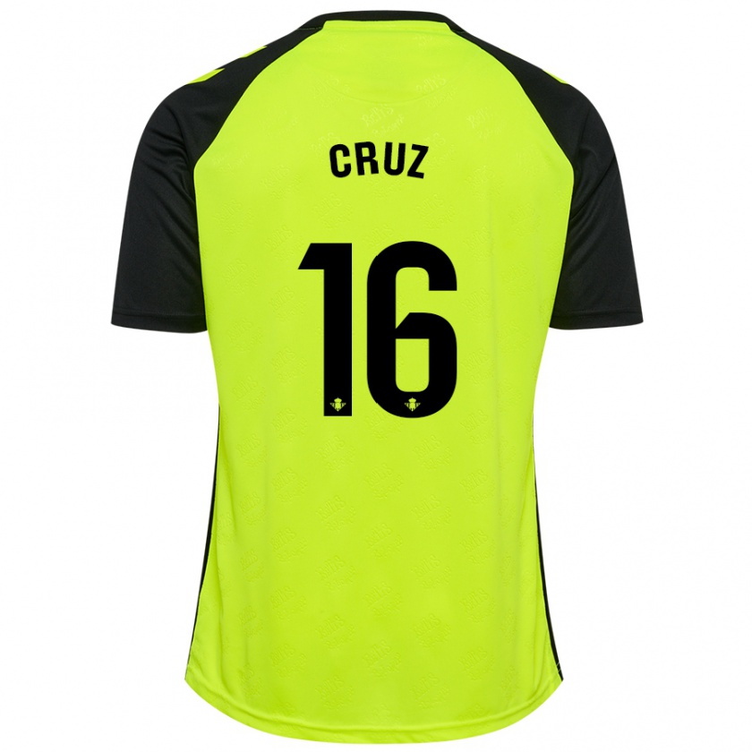 Kandiny Kinder Juan Cruz #16 Fluoreszierendes Gelb Schwarz Auswärtstrikot Trikot 2024/25 T-Shirt