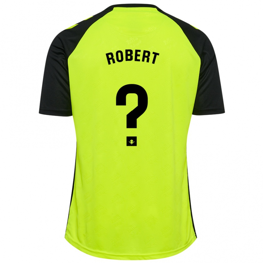 Kandiny Kinder Jaime Robert #0 Fluoreszierendes Gelb Schwarz Auswärtstrikot Trikot 2024/25 T-Shirt