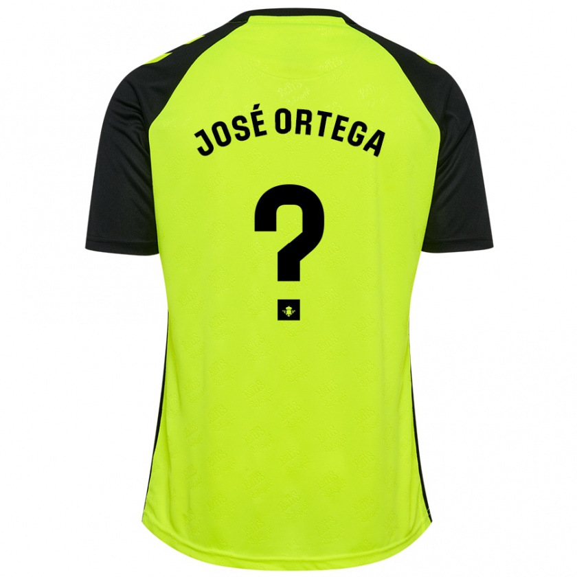 Kandiny Kinder José Ortega #0 Fluoreszierendes Gelb Schwarz Auswärtstrikot Trikot 2024/25 T-Shirt