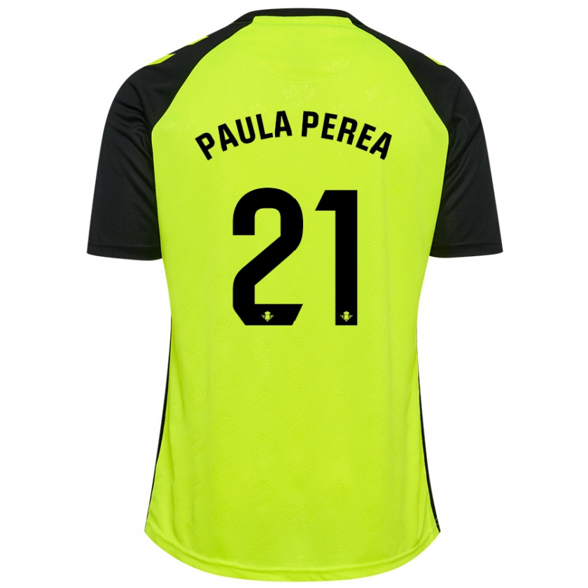 Kandiny Kinder Paula Perea Ramírez #21 Fluoreszierendes Gelb Schwarz Auswärtstrikot Trikot 2024/25 T-Shirt