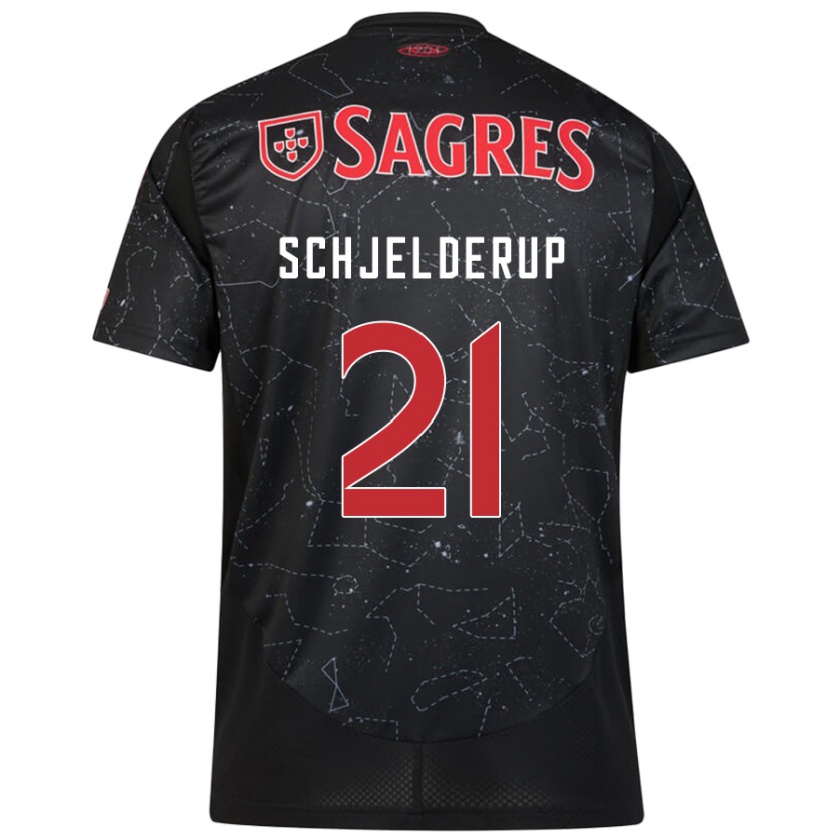 Kandiny Kinder Andreas Schjelderup #21 Schwarz Rot Auswärtstrikot Trikot 2024/25 T-Shirt