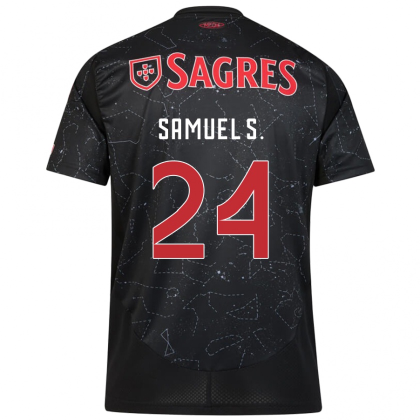 Kandiny Kinder Samuel Soares #24 Schwarz Rot Auswärtstrikot Trikot 2024/25 T-Shirt