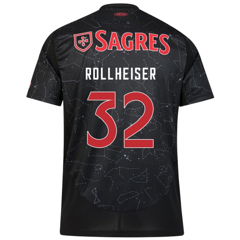 Kandiny Kinder Benjamín Rollheiser #32 Schwarz Rot Auswärtstrikot Trikot 2024/25 T-Shirt