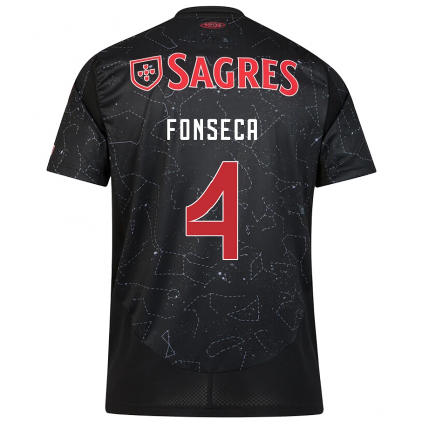 Kandiny Kinder João Fonseca #4 Schwarz Rot Auswärtstrikot Trikot 2024/25 T-Shirt