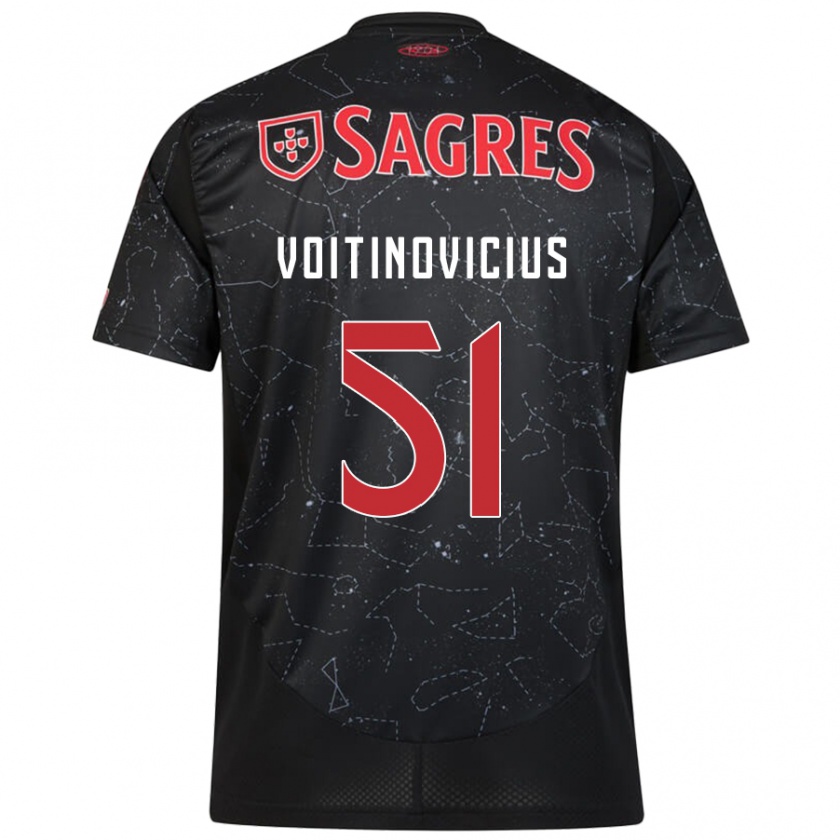 Kandiny Kinder Arnas Voitinovicius #51 Schwarz Rot Auswärtstrikot Trikot 2024/25 T-Shirt