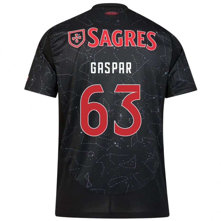 Kandiny Kinder Guilherme Gaspar #63 Schwarz Rot Auswärtstrikot Trikot 2024/25 T-Shirt