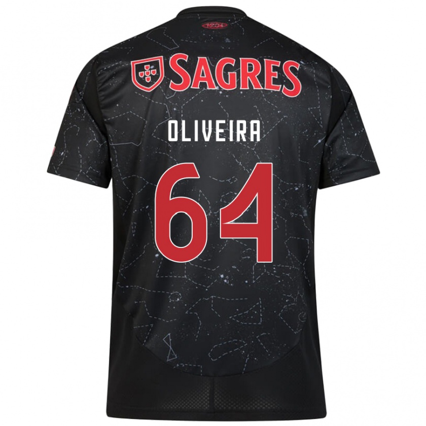 Kandiny Kinder Gonçalo Oliveira #64 Schwarz Rot Auswärtstrikot Trikot 2024/25 T-Shirt