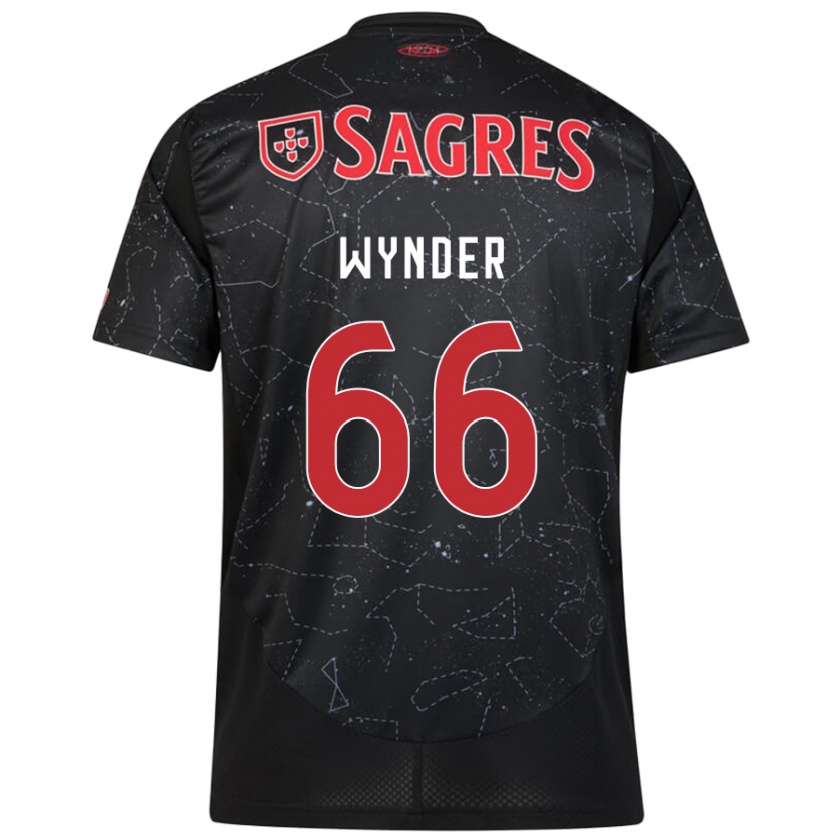 Kandiny Kinder Joshua Wynder #66 Schwarz Rot Auswärtstrikot Trikot 2024/25 T-Shirt