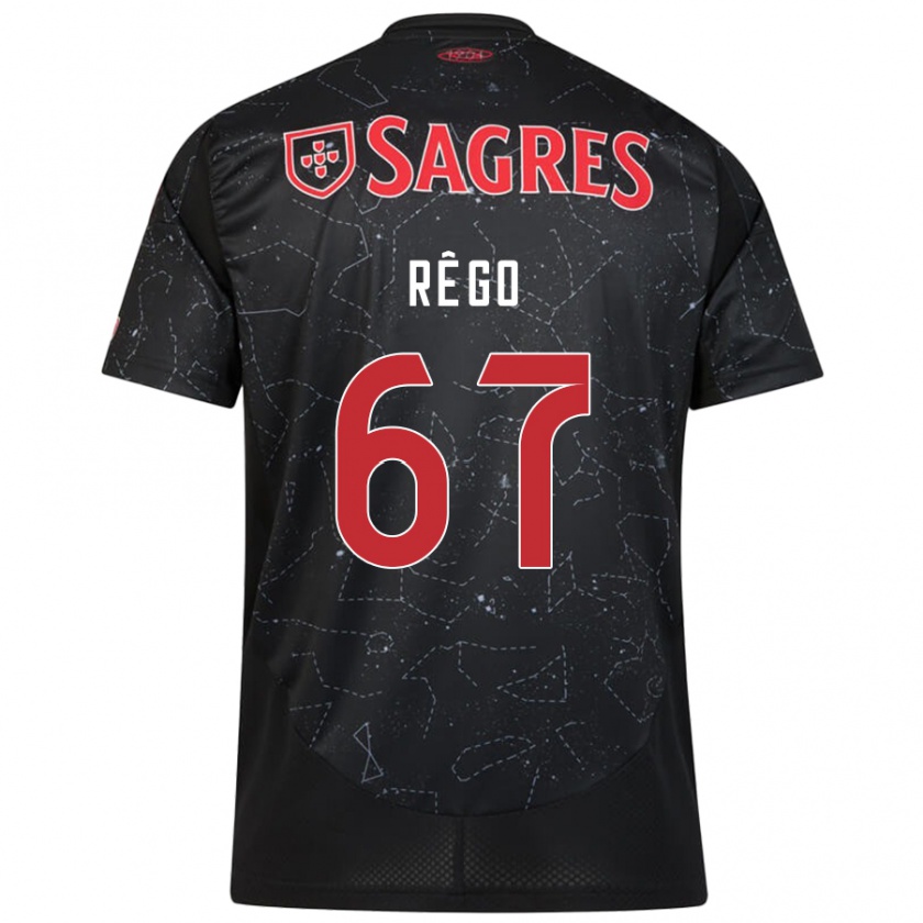 Kandiny Kinder Rodrigo Rêgo #67 Schwarz Rot Auswärtstrikot Trikot 2024/25 T-Shirt