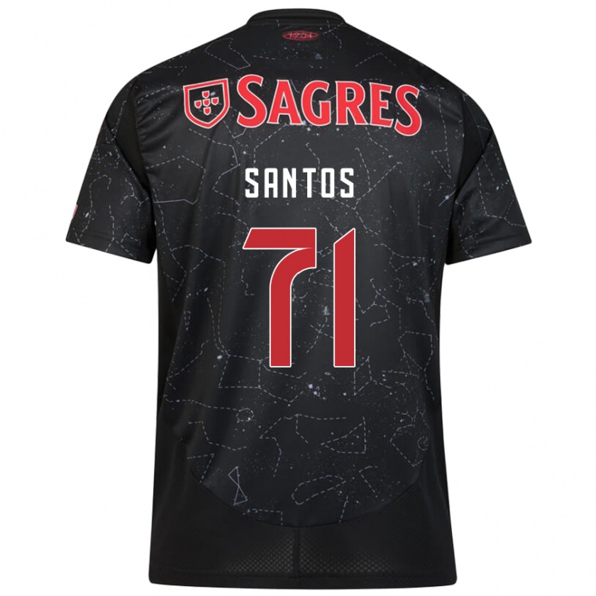 Kandiny Kinder Leandro Santos #71 Schwarz Rot Auswärtstrikot Trikot 2024/25 T-Shirt