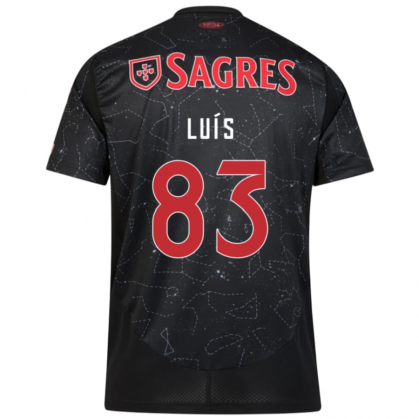 Kandiny Kinder Rafael Luís #83 Schwarz Rot Auswärtstrikot Trikot 2024/25 T-Shirt