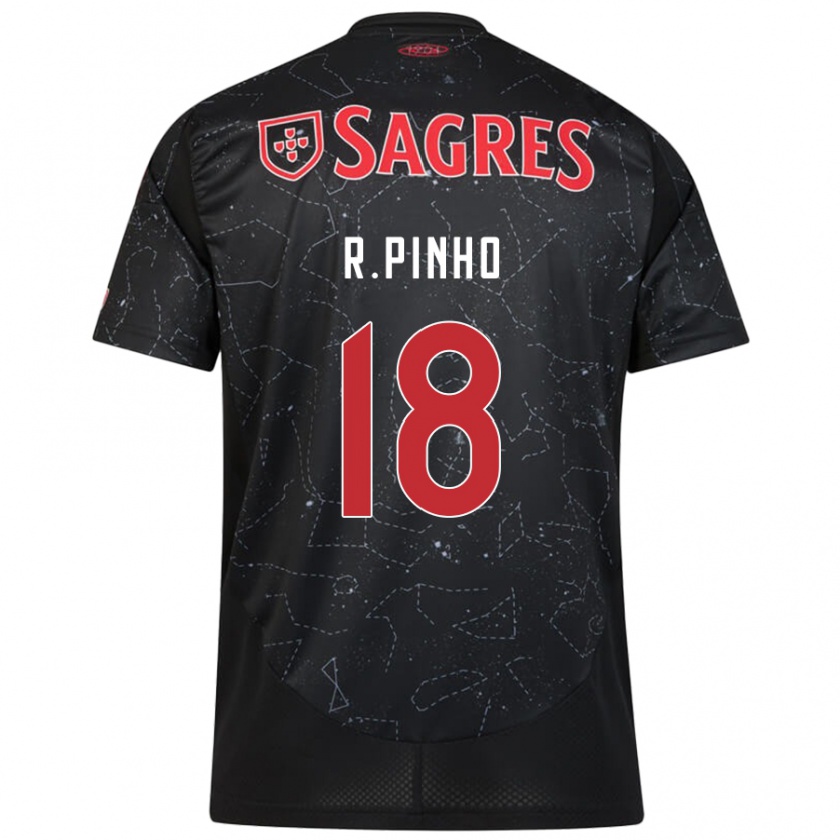 Kandiny Kinder Rodrigo Pinho #18 Schwarz Rot Auswärtstrikot Trikot 2024/25 T-Shirt