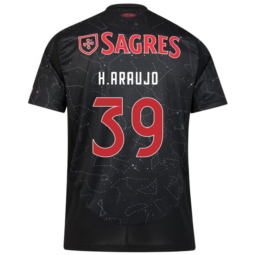 Kandiny Kinder Henrique Araujo #39 Schwarz Rot Auswärtstrikot Trikot 2024/25 T-Shirt