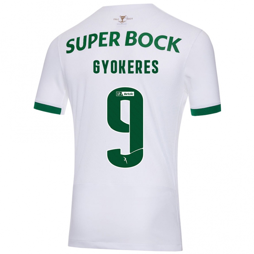 Kandiny Kinder Viktor Gyökeres #9 Weiß Grün Auswärtstrikot Trikot 2024/25 T-Shirt