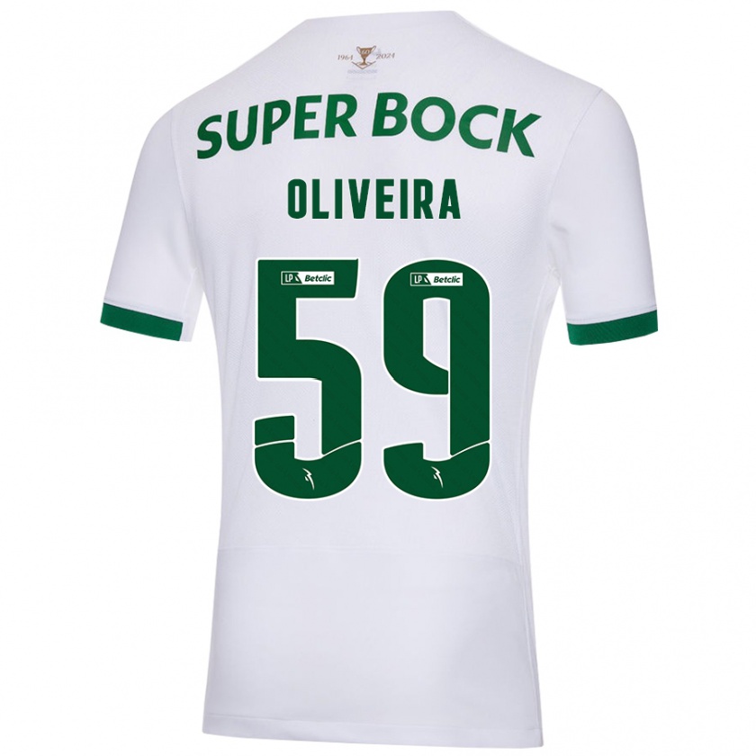 Kandiny Kinder Kauã Oliveira #59 Weiß Grün Auswärtstrikot Trikot 2024/25 T-Shirt