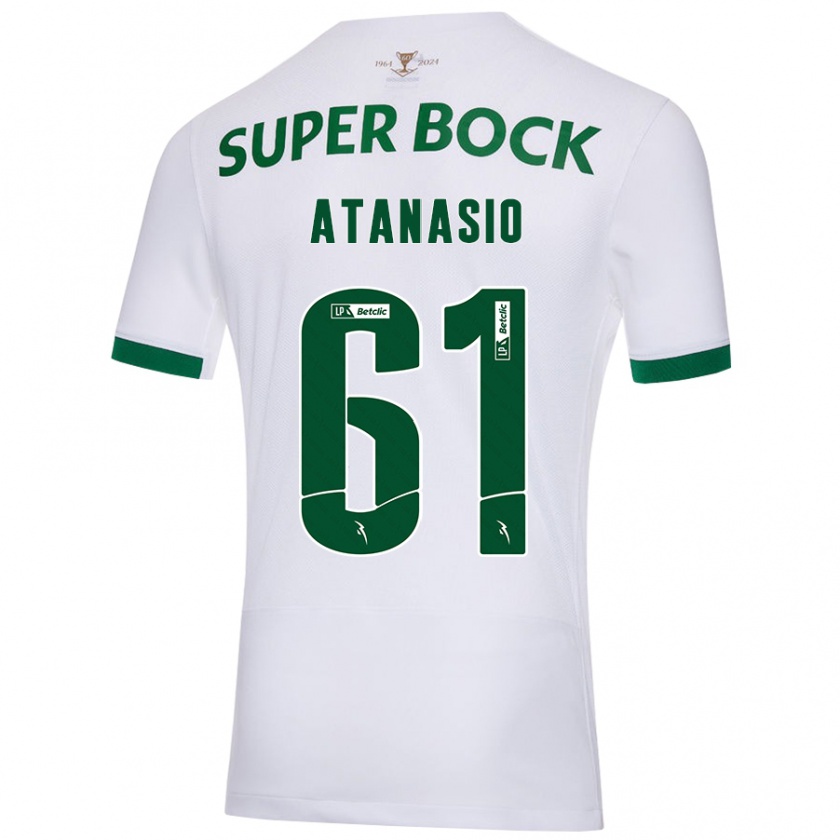 Kandiny Kinder Atanásio #61 Weiß Grün Auswärtstrikot Trikot 2024/25 T-Shirt