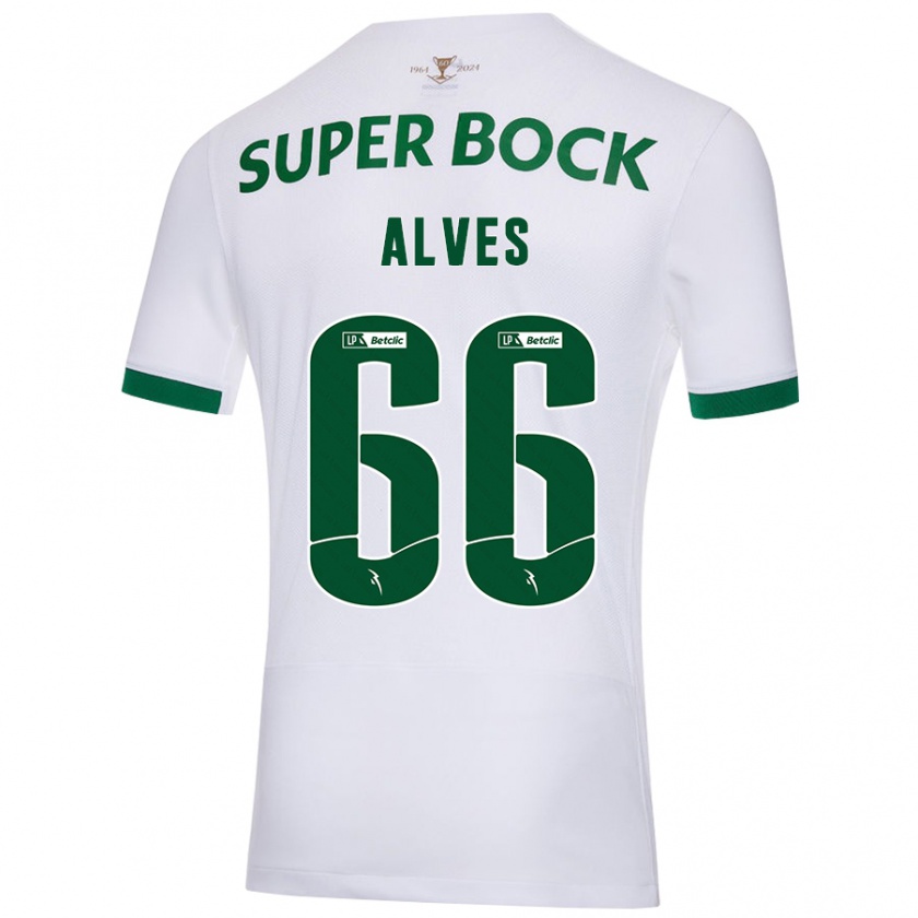 Kandiny Kinder Miguel Alves #66 Weiß Grün Auswärtstrikot Trikot 2024/25 T-Shirt