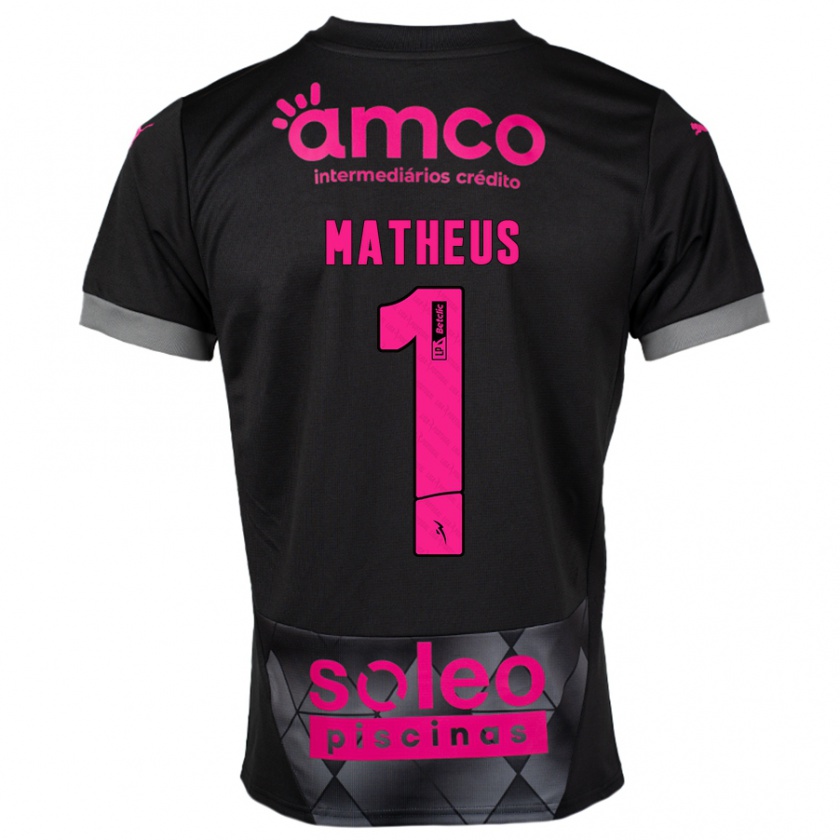 Kandiny Kinder Matheus #1 Schwarz Rosa Auswärtstrikot Trikot 2024/25 T-Shirt