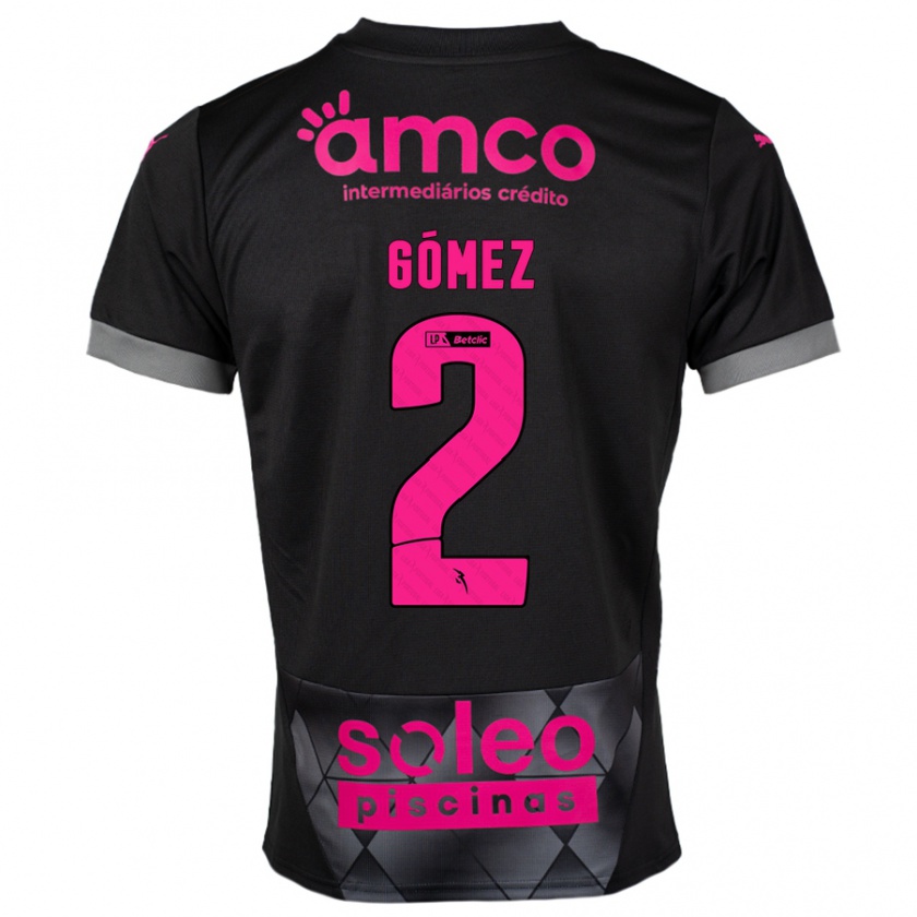 Kandiny Kinder Víctor Gómez #2 Schwarz Rosa Auswärtstrikot Trikot 2024/25 T-Shirt